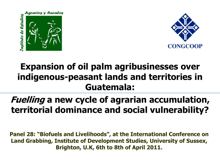 fuelling a new cycle of agrarian accumulation