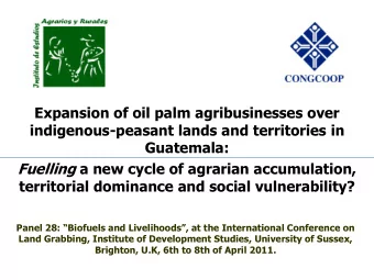 Fuelling a new cycle of agrarian accumulation,  territorial dominance and social vulnerability?
