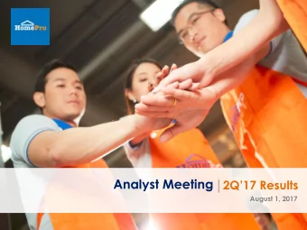 Disclaimer This Presentation (The Presentation) has been prepared by Home Product Center Plc.