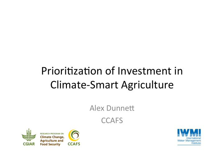 priori za on of investment in climate smart agriculture