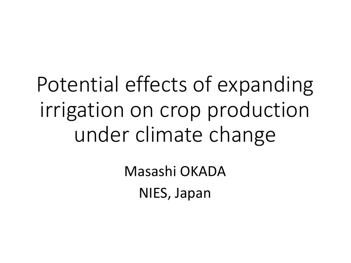 potential effects of expanding irrigation on crop