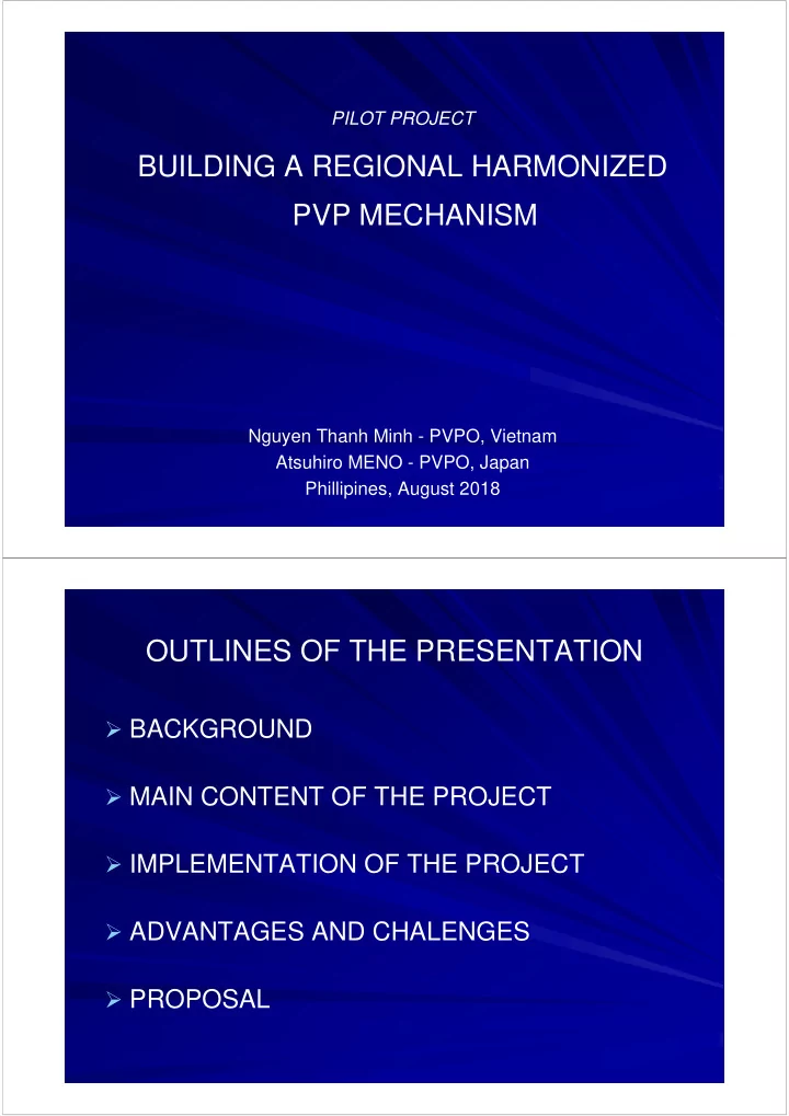 building a regional harmonized pvp mechanism