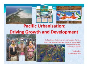 Dr. Paul Jones, Senior Lecturer and Program Director, Urban and Regional Planning, Faculty of
