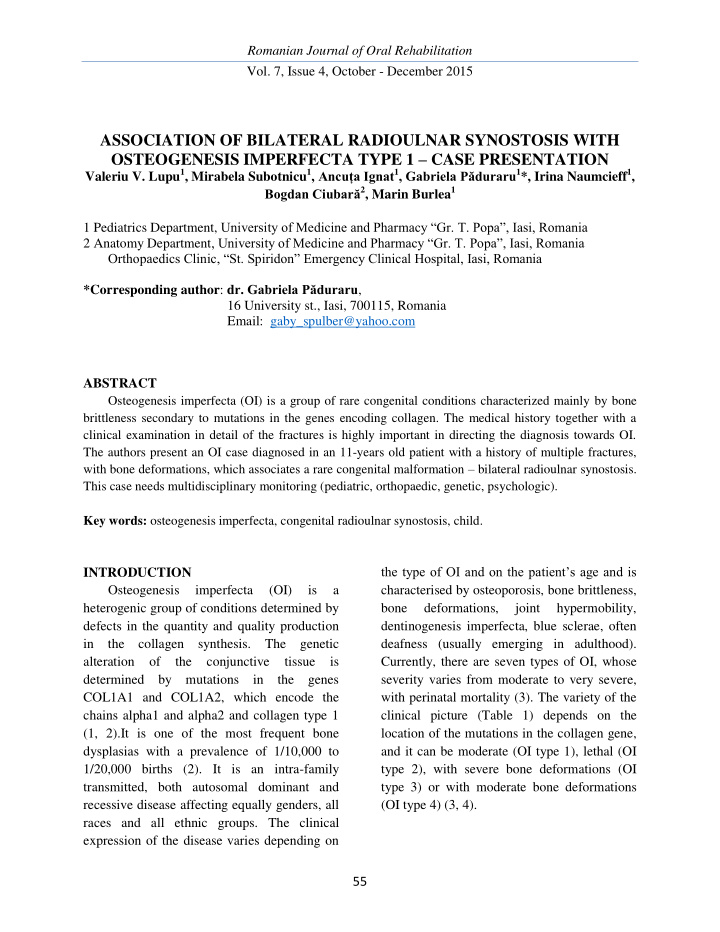 association of bilateral radioulnar synostosis with