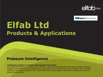 Elfab Ltd  Products &amp; Applications Pressure Intelligence  Leading the Industry in Pressure