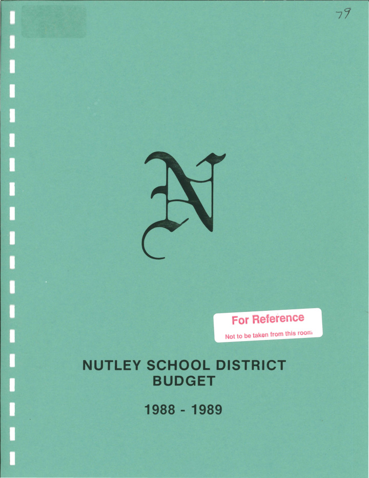 nutley school district budget 1988 1989