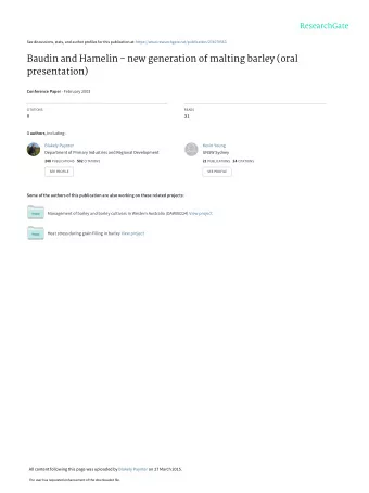 Baudin and Hamelin - new generation of malting barley (oral  presentation) Conference Paper