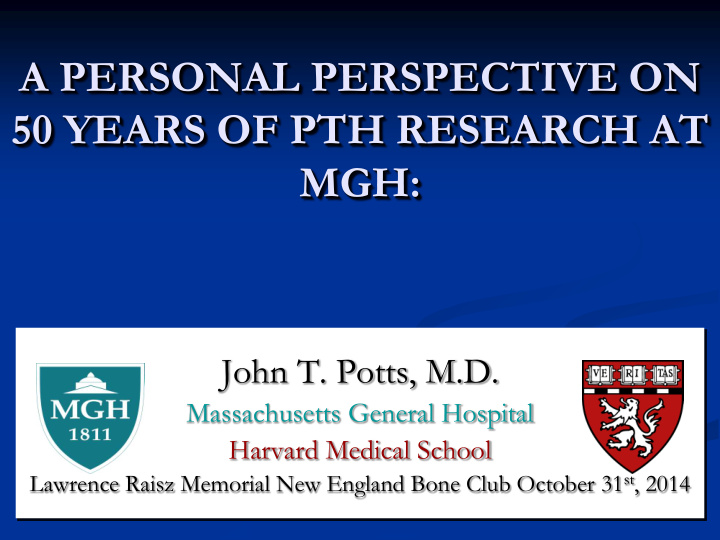 50 years of pth research at