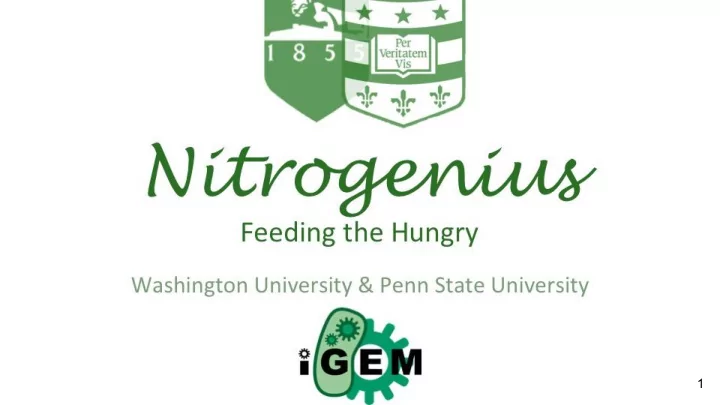 1 the world needs fixed nitrogen