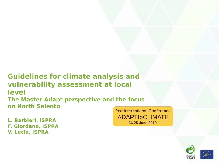 guidelines for climate analysis and vulnerability