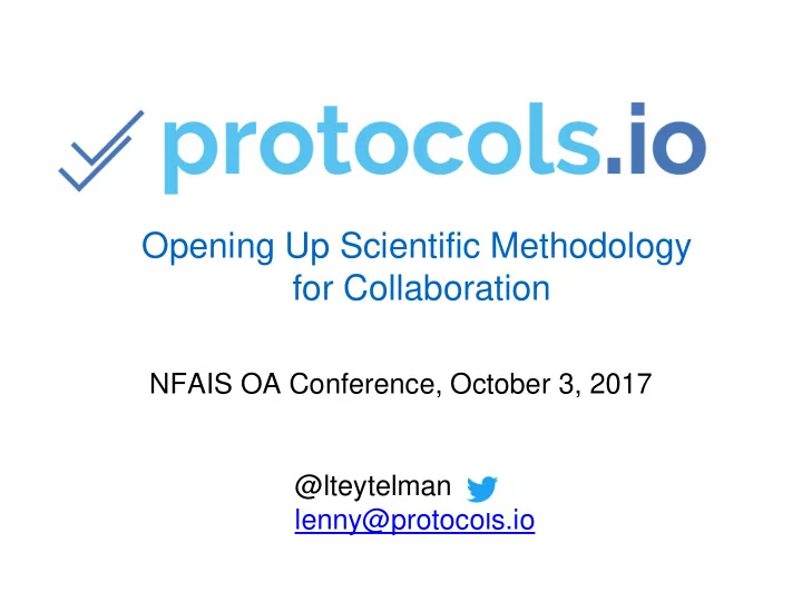 opening up scientific methodology