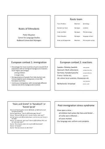 Roots team  Frans Hinskens  Meertens  phonology  Roeland van Hout  Nijmegen  variation  Roots of