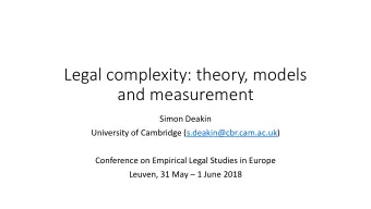 and measurement  Simon Deakin  University of Cambridge (s.deakin@cbr.cam.ac.uk)  Conference on
