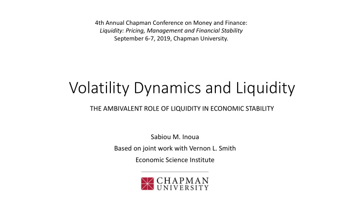 volatility dynamics and liquidity