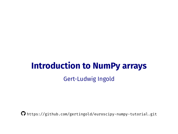 introduction to numpy arrays
