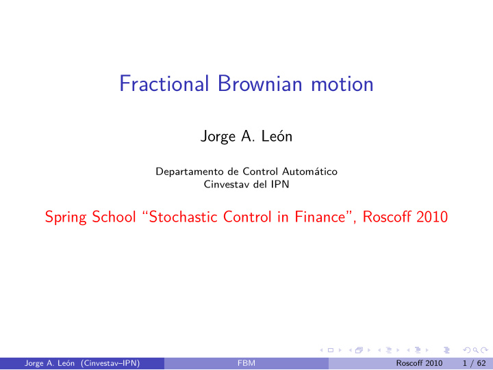 fractional brownian motion