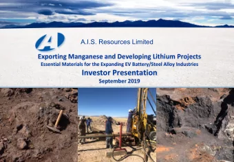 Investor Presentation  September 2019  1  TSX-V: AIS  OTCQB: AISSF  Disclaimer  This presentation