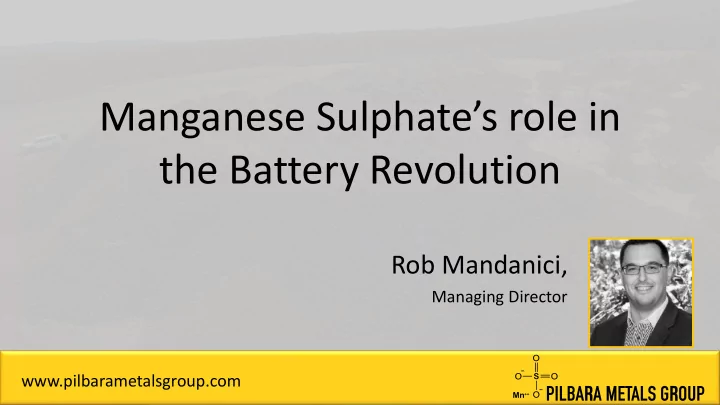 manganese sulphate s role in