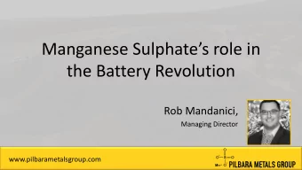 Manganese Sulphates role in  the Battery Revolution  Rob Mandanici,  Managing Director