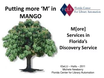 MANGO  M[ore]  Services in  Floridas  Discovery Service IGeLU  Haifa  2011  Michele