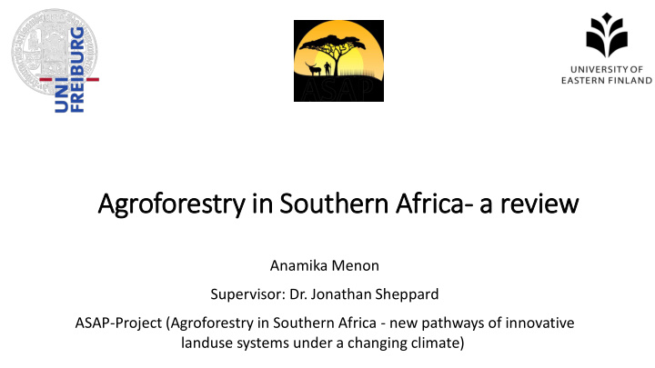 agroforestry ry in n sout outhern afric frica a a revi