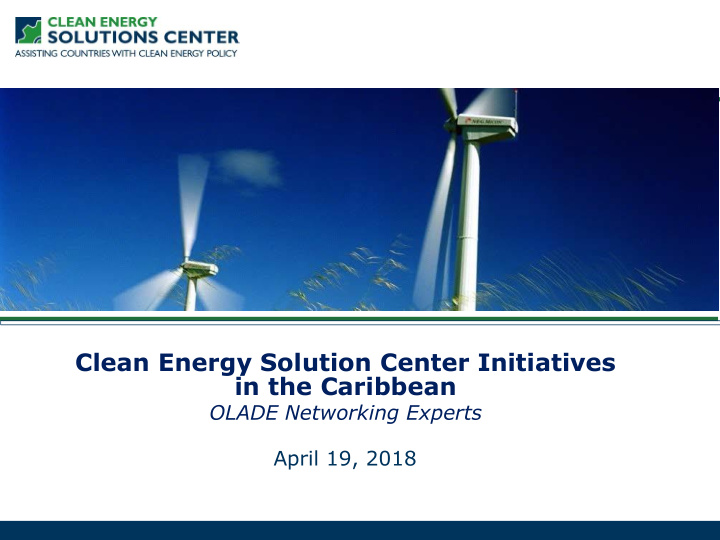 clean energy solution center initiatives in the caribbean