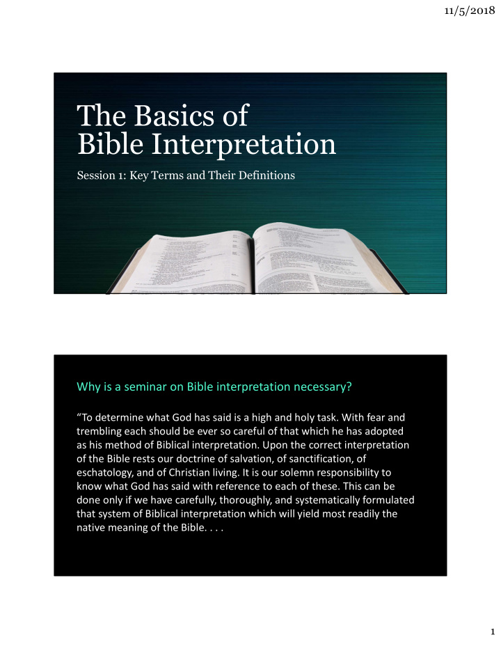 the basics of bible interpretation