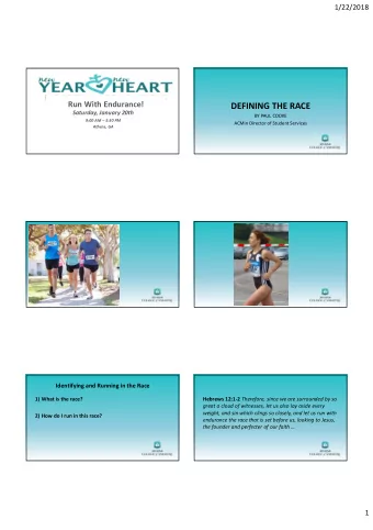 DEFINING THE RACE  Saturday, January 20th  BY PAUL COOKE  9:00 AM  5:30 PM  ACMin Director of