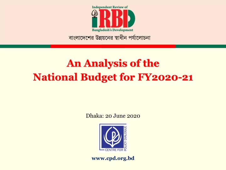 national budget for fy2020 21