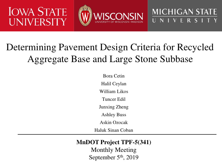 determining pavement design criteria for recycled