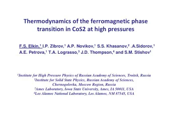transition in CoS2 at high pressures F.S. Elkin, 1 I.P. Zibrov, 1 A.P. Novikov, 1 S.S. Khasanov, 2