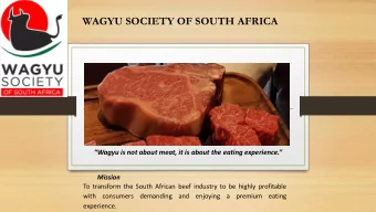 WAGYU SOCIETY OF SOUTH AFRICA  Wagyu is not about meat, it is about the eating experience.