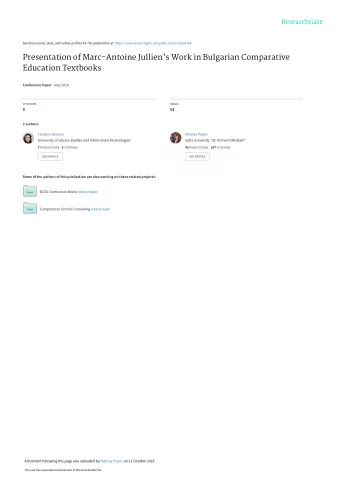 Presentation of Marc-Antoine Julliens Work in Bulgarian Comparative  Education Textbooks