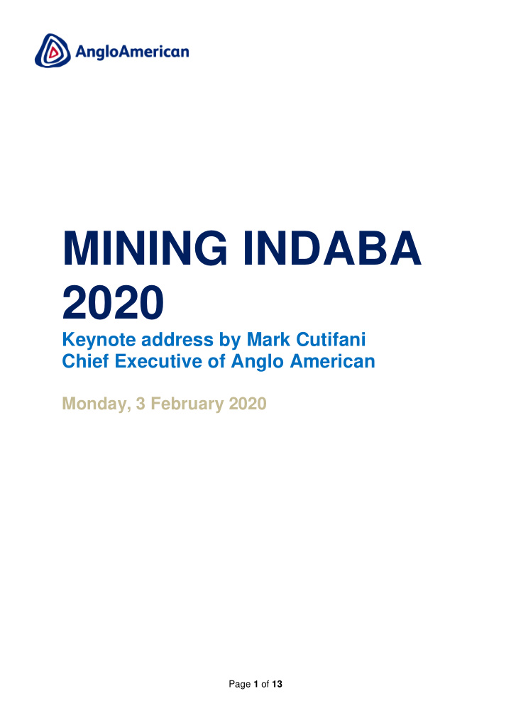 mining indaba 2020
