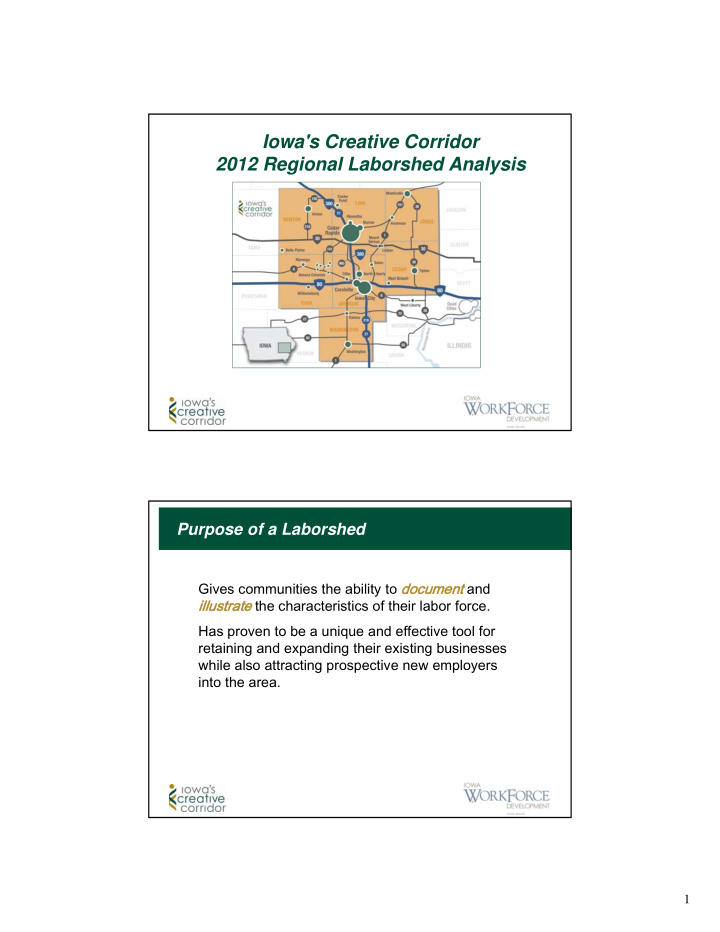 iowa s creative corridor 2012 regional laborshed analysis