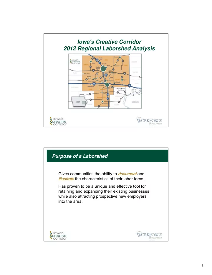 iowa s creative corridor 2012 regional laborshed analysis