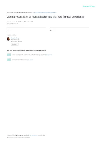 Visual presentation of mental healthcare chatbots for user experience Article in Journal of the HCI