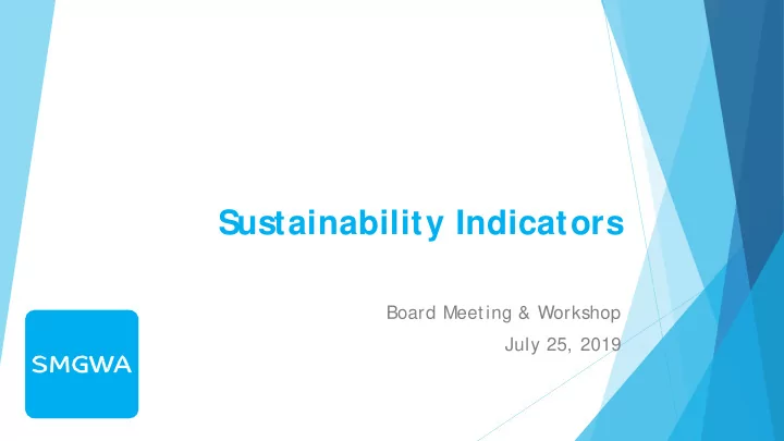 sustainability indicators