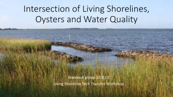 Intersection of Living Shorelines,  Oysters and Water Quality  Breakout group 10.9.19  Living