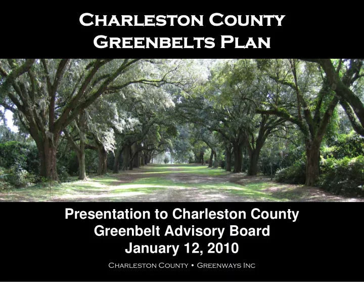 charleston county charleston county greenbelts plan