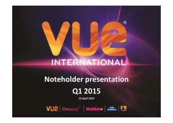 Noteholder presentation  Q1 2015 Q1 2015 15 April 2015 Important information  IMPORTANT: You must