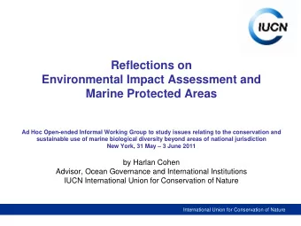 Reflections on  Environmental Impact Assessment and  Marine Protected Areas  Ad Hoc Open-ended