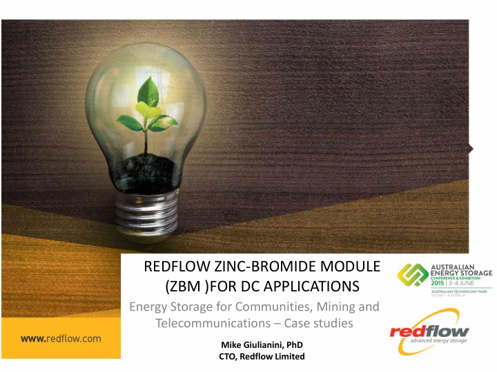 redflow zinc bromide module zbm for dc applications