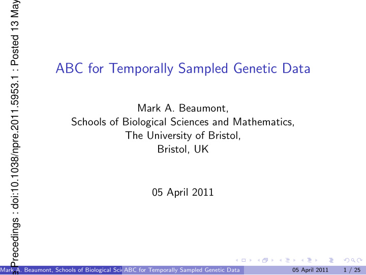 abc for temporally sampled genetic data