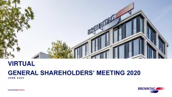GENERAL SHAREHOLDERS MEETING 2020  J U N E 2 0 2 0  Introduction  Christian Kohlpaintner is a