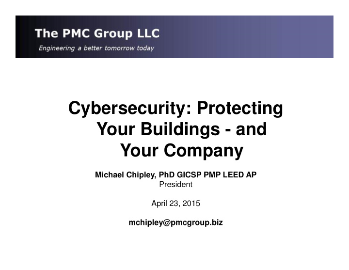 cybersecurity protecting your buildings and your company