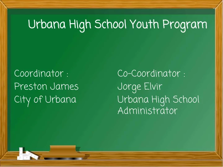 urban bana a hi high h sch choo ool you outh h prog ogram