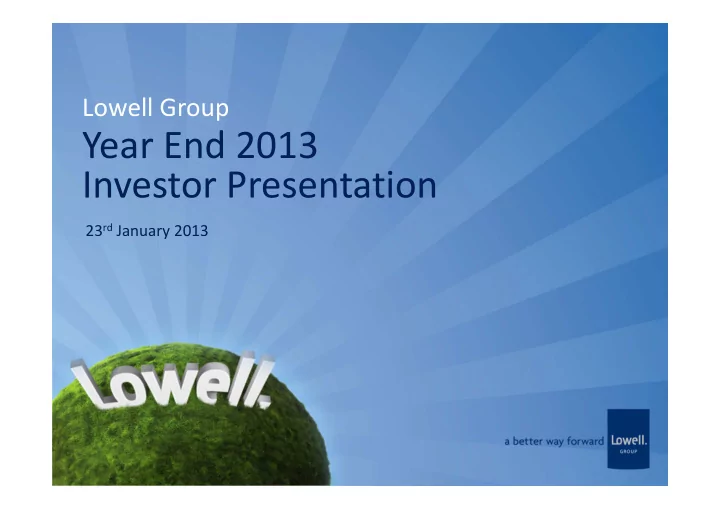 year end 2013 investor presentation