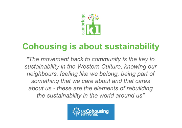 cohousing is about sustainability