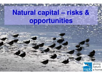 Natural capital  risks &amp;  opportunities  Talk outline  1. What is natural capital?  2. Some